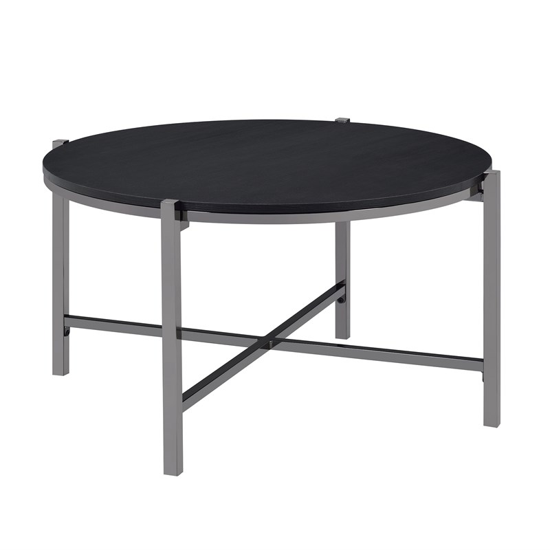 Maklaine Modern Metal 3PC Occasional Table Set in Black Finish