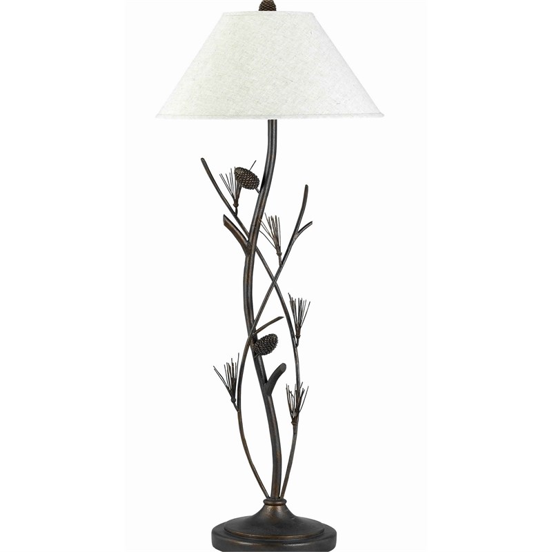 Maklaine Accent Metal Body Floor Lamp with Conical Shade in Bronze and White