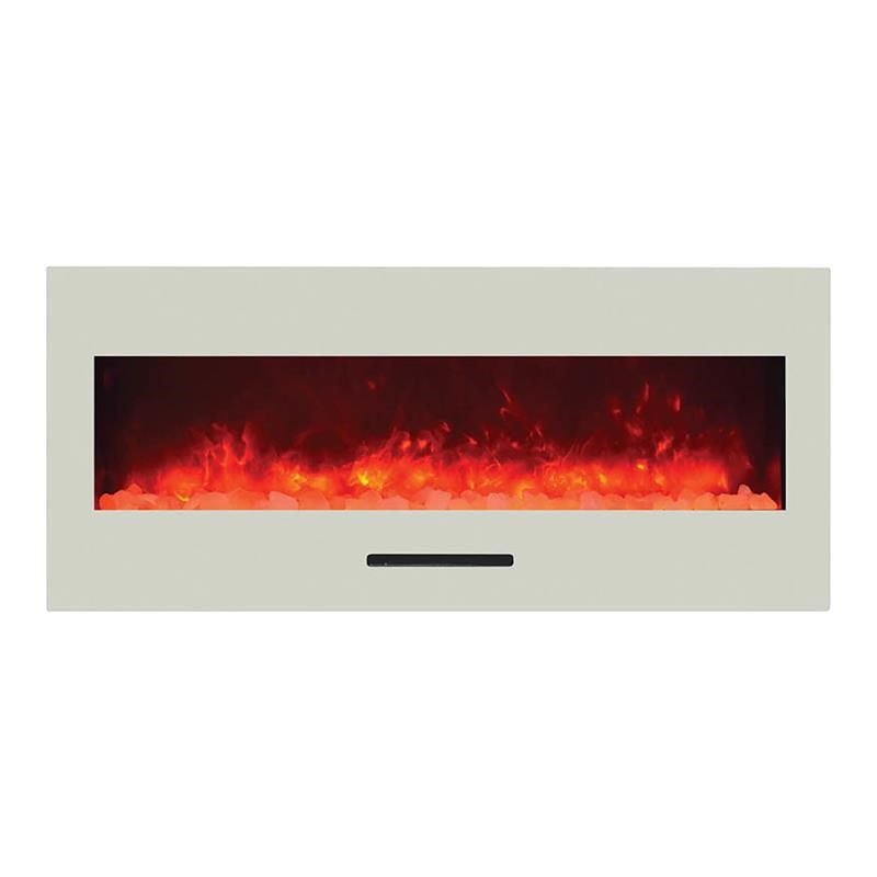 Amantii Glass Fireplace Screen With Single Slot No Back Lighting In White 10701163b Wm50flu