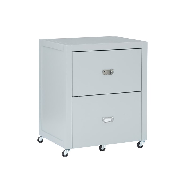 Laysan Home Modern Rolling Wood 2 Drawer File Cabinet in Gray