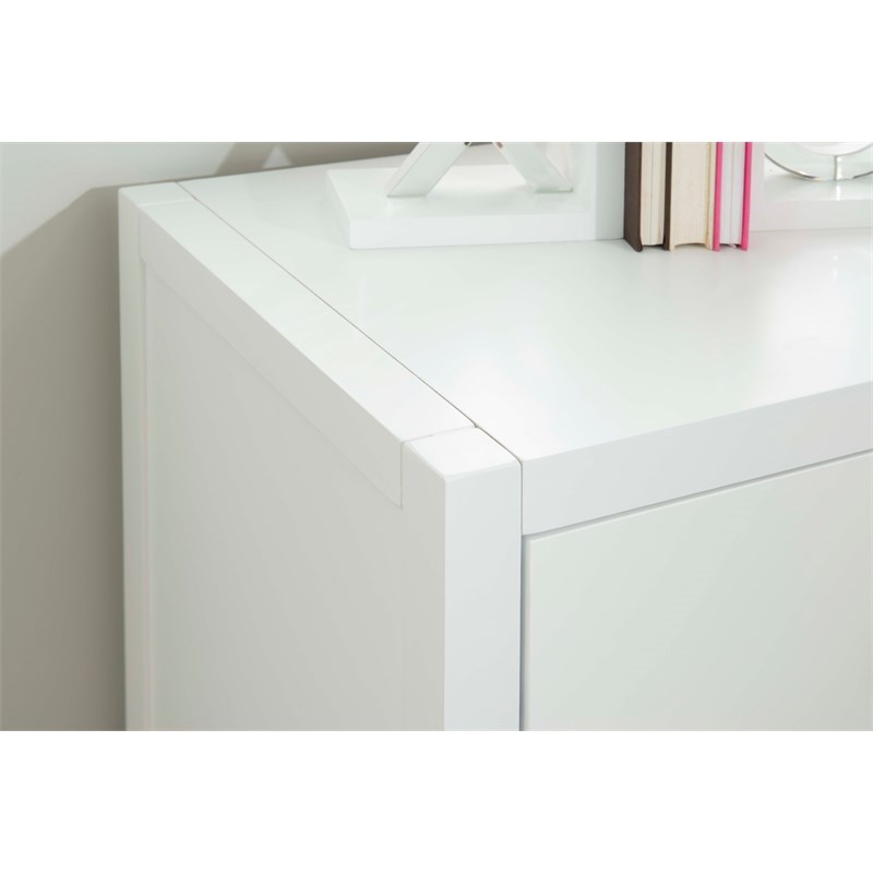 Laysan Home Modern Rolling Wood 2 Drawer File Cabinet in White