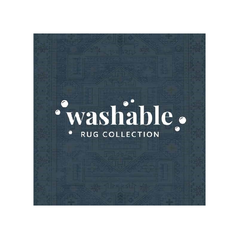 Laysan Home Transitional Washable Polyester 2'x8' Rectangle Rug in Gray / Beige