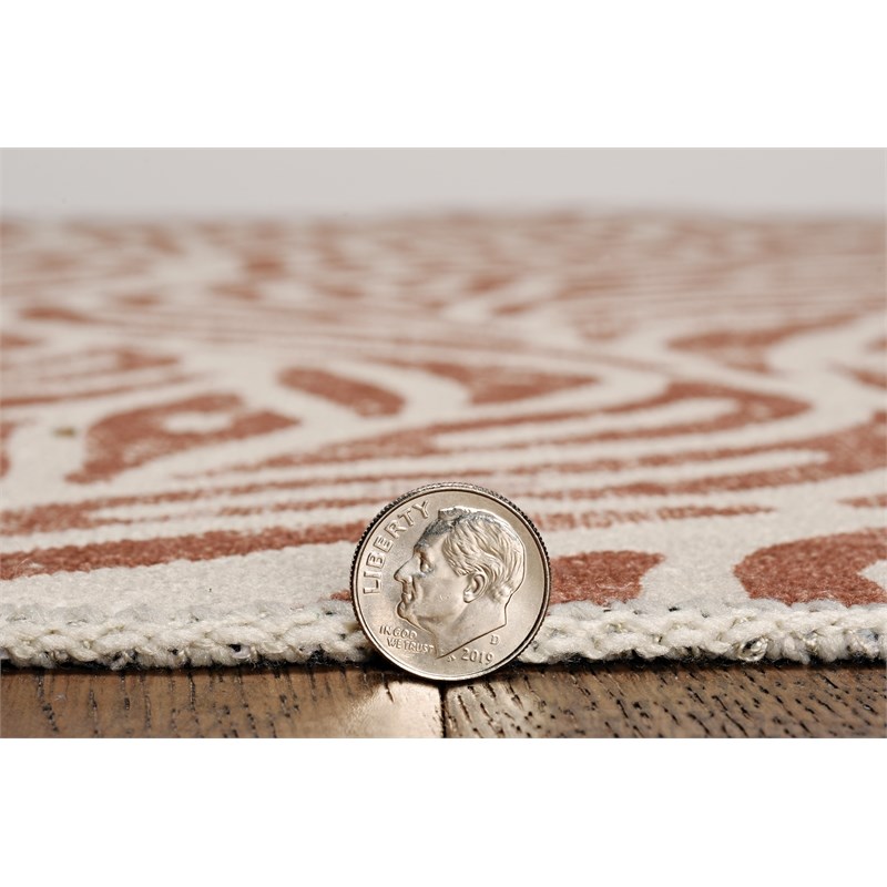Laysan Home Transitional Washable Polyester 2'x8' Rectangle Rug in Ivory / Rust