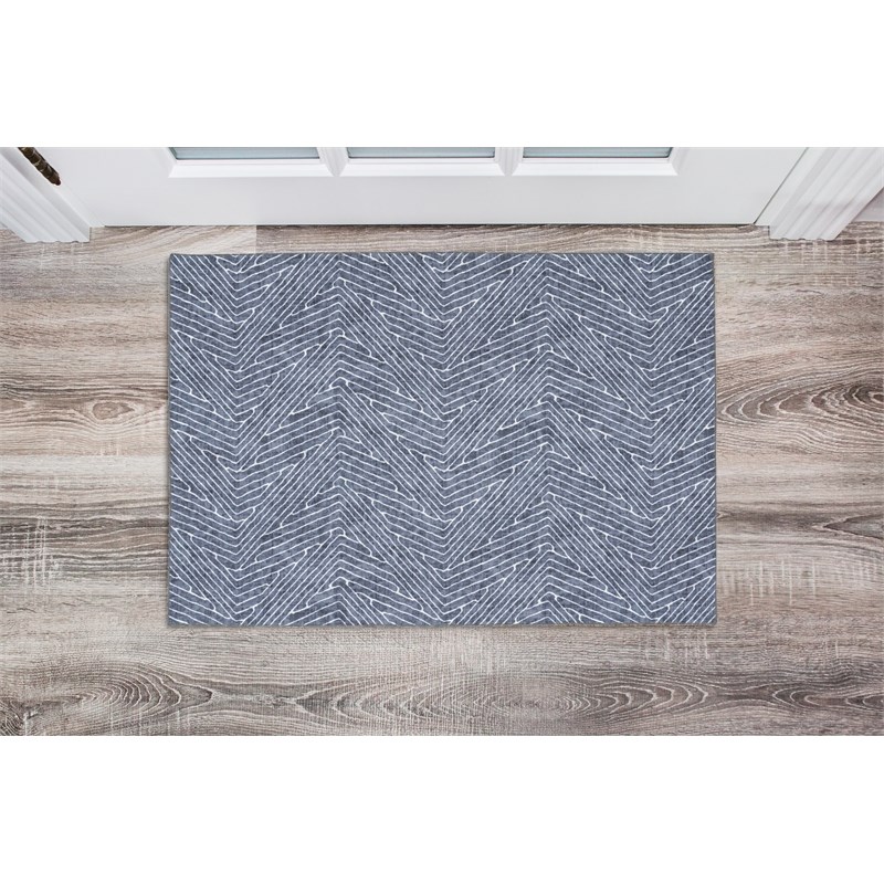 Laysan Home Transitional Washable Polyester 2'x3' Rectangle Rug in Gray / Ivory