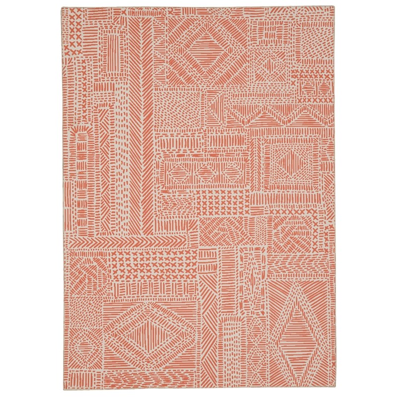 Laysan Home Transitional Washable Polyester 2'x3' Rectangle Rug in Ivory / Rust