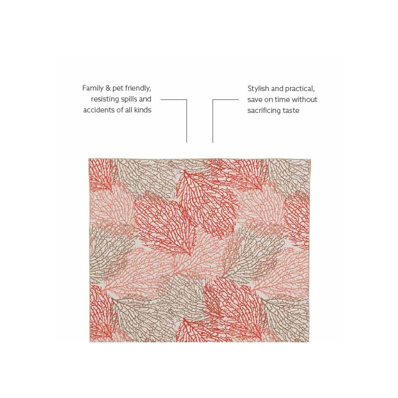 Laysan Home Transitional Washable Polyester 2'x3' Rectangle Rug in Ivory / Coral