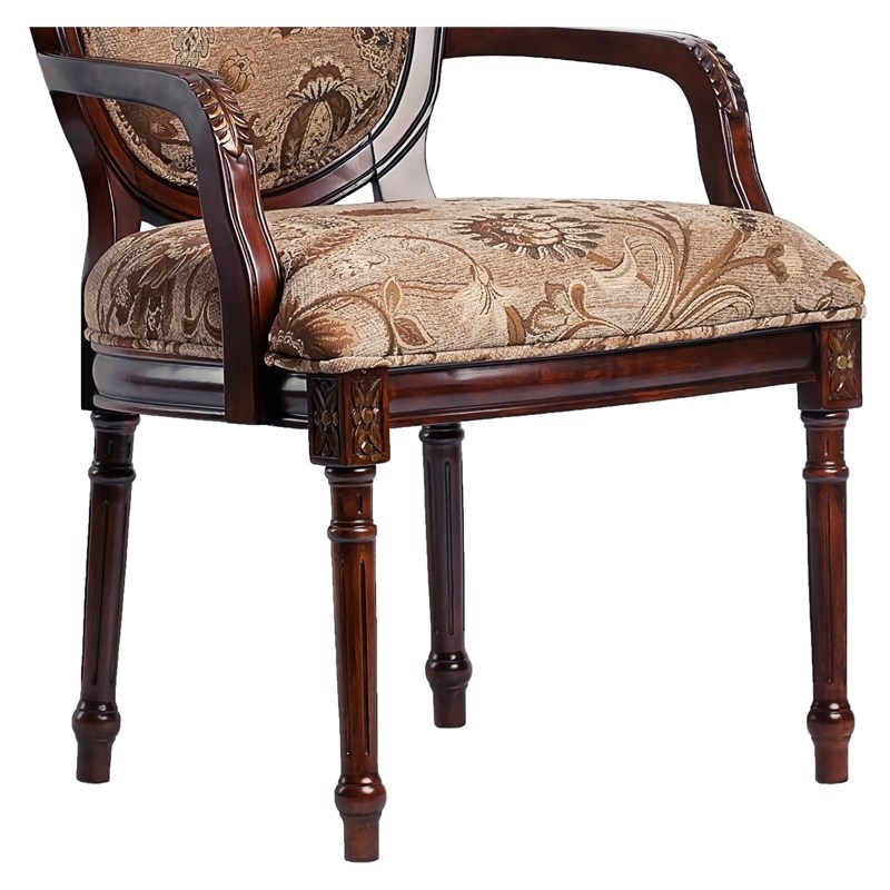 Comfort Pointe Belmont Oval Back Solid Wood Accent Chair in Cherry Finish