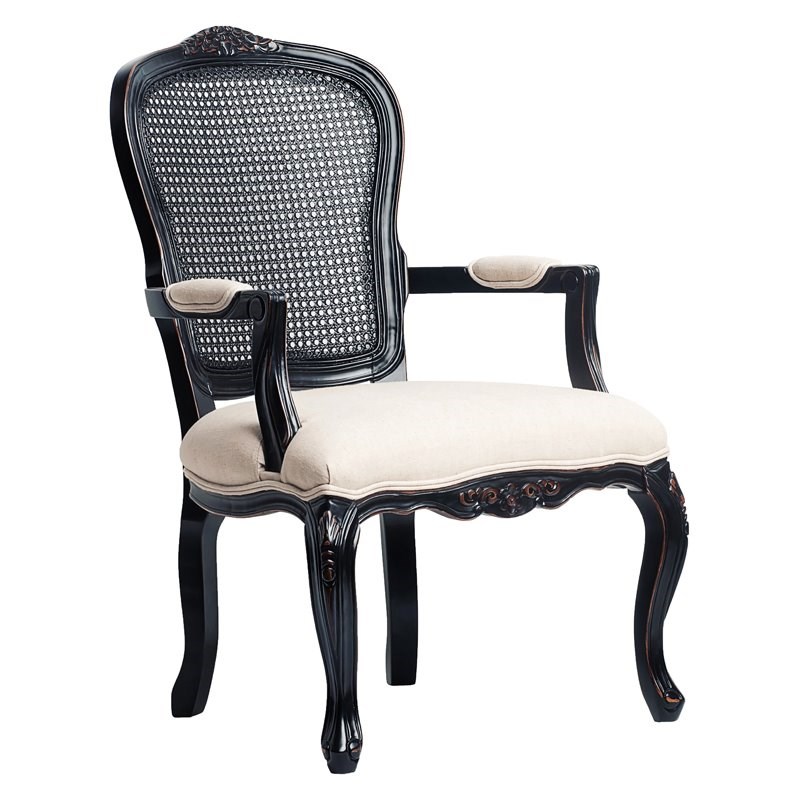 Comfort Pointe Anna Black Solid Wood Carved Accent Chair