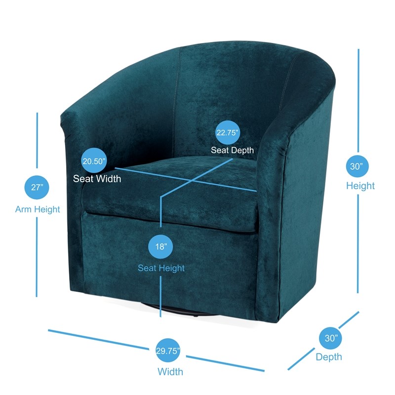 Comfort Pointe Elizabeth Ocean Blue Microfiber Swivel Accent Chair
