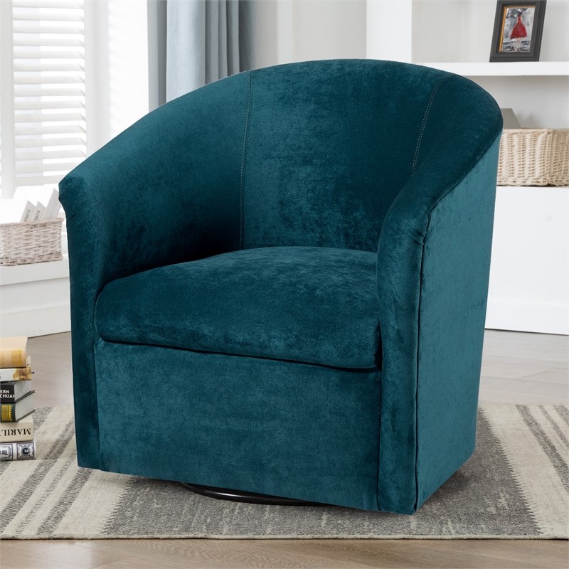 Comfort Pointe Elizabeth Ocean Blue Microfiber Swivel Accent Chair