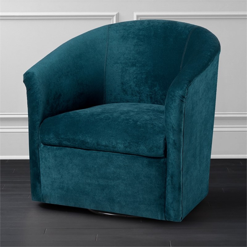 Comfort Pointe Elizabeth Ocean Blue Microfiber Swivel Accent Chair