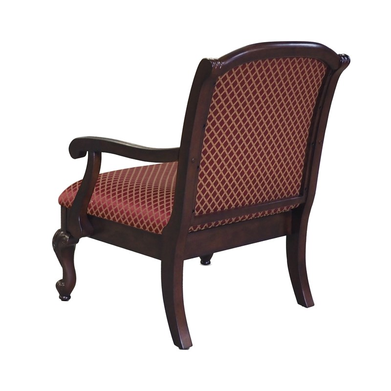 Comfort Pointe Red Safari Magenta Wood Arm Chair in Walnut Finish