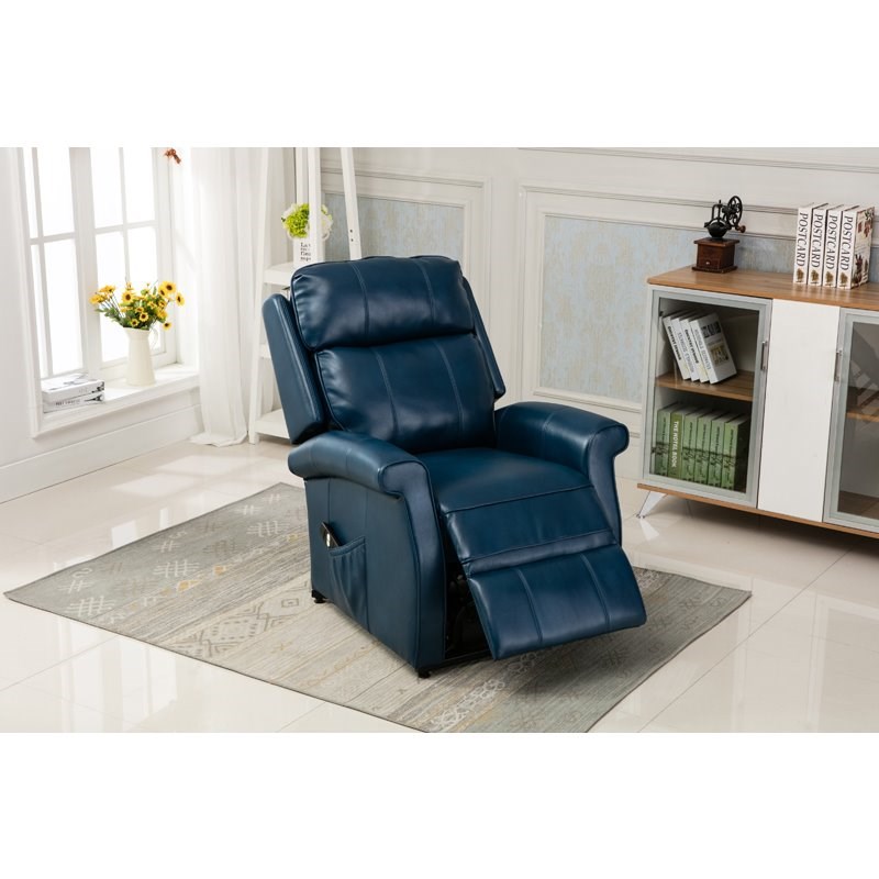 Comfort Pointe Lehman Navy Blue Faux Leather Traditional Lift Chair