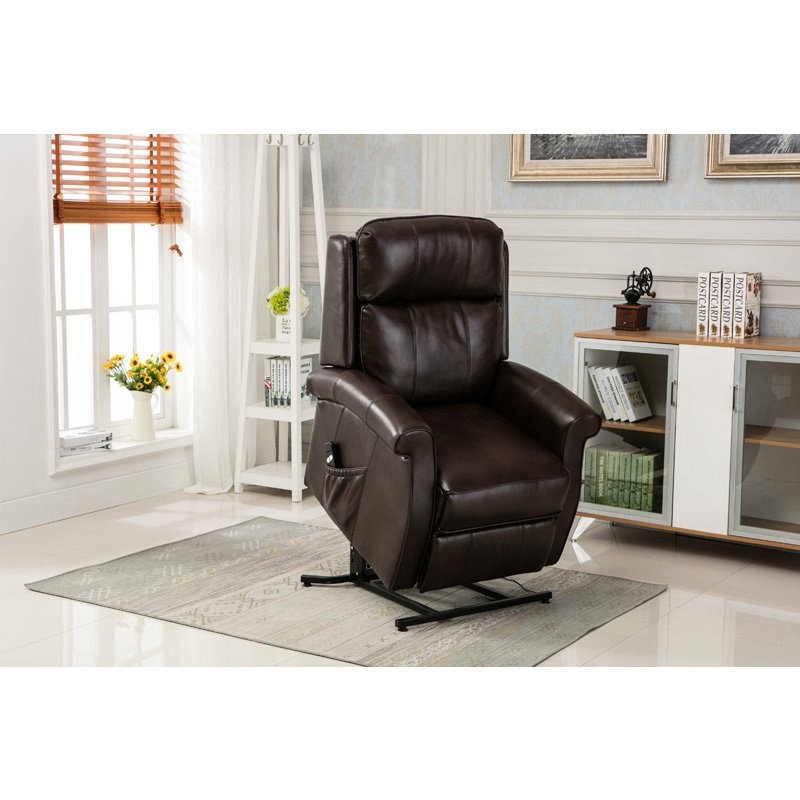 Comfort Pointe Lehman Brown Faux Leather Traditional Lift Chair