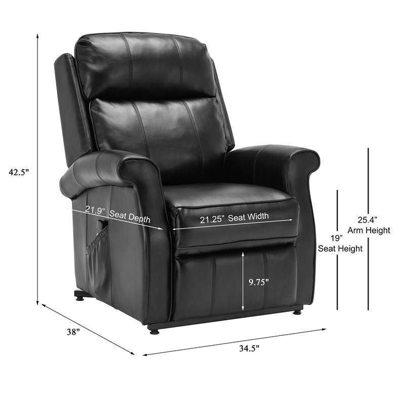 Comfort Pointe Lehman Black Faux Leather Traditional Lift Chair