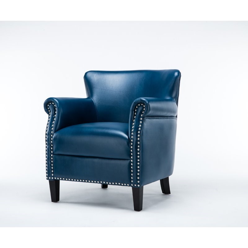 Comfort Pointe Holly Navy Blue Faux Leather Club Chair Homesquare
