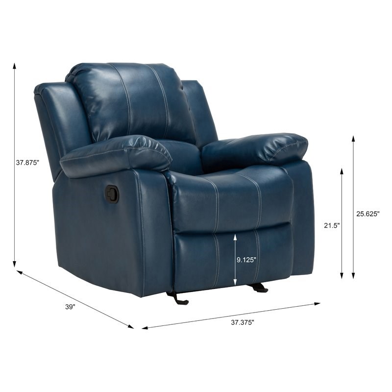 comfort pointe clifton navy blue leather gel recliner 807010