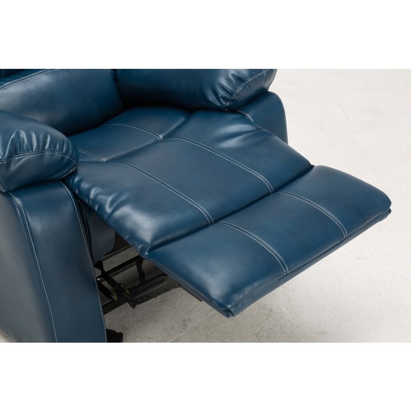 Comfort Pointe Clifton Navy Blue Faux Leather Recliner Homesquare