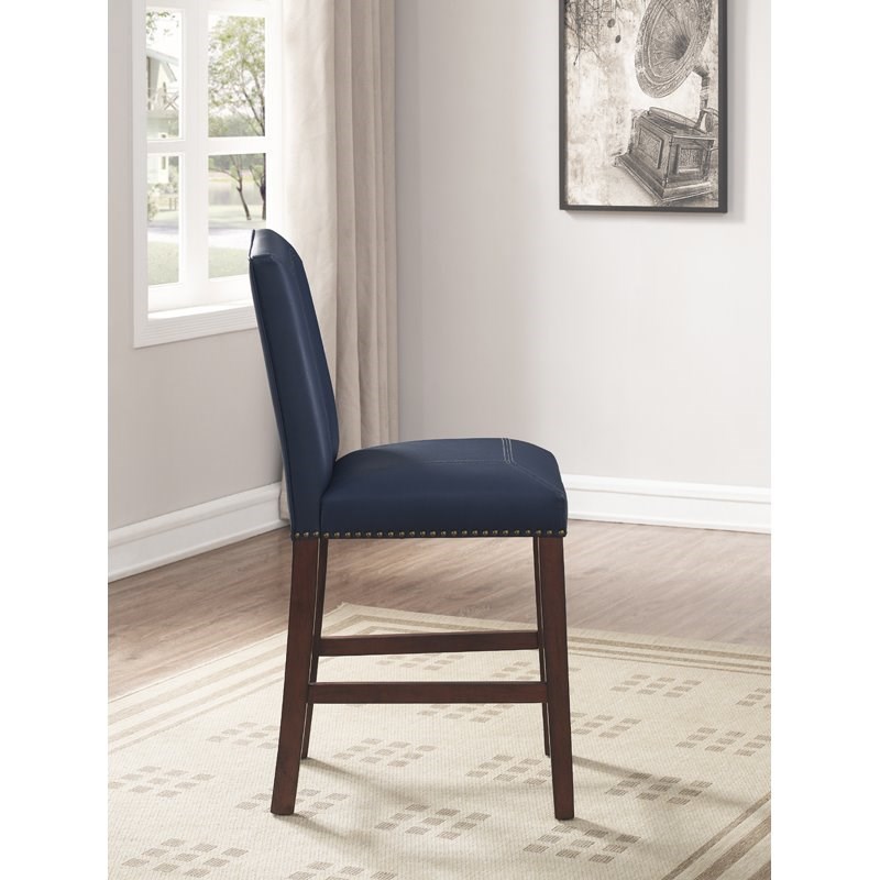 comfort pointe carteret navy blue leather counter stool 3206024bl