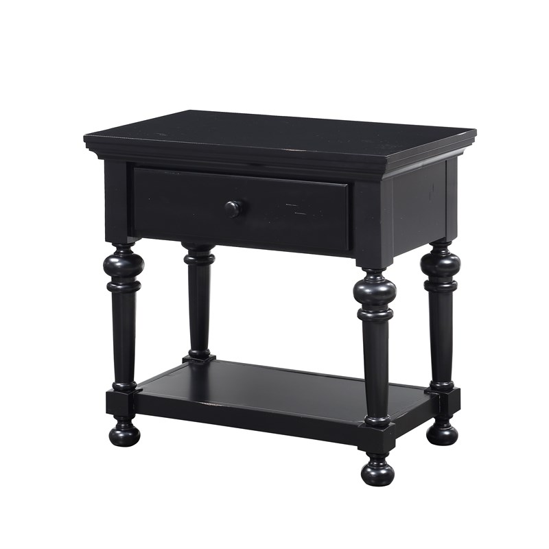 (Set of 2) Drawer Night Stand in Antique Black Homesquare