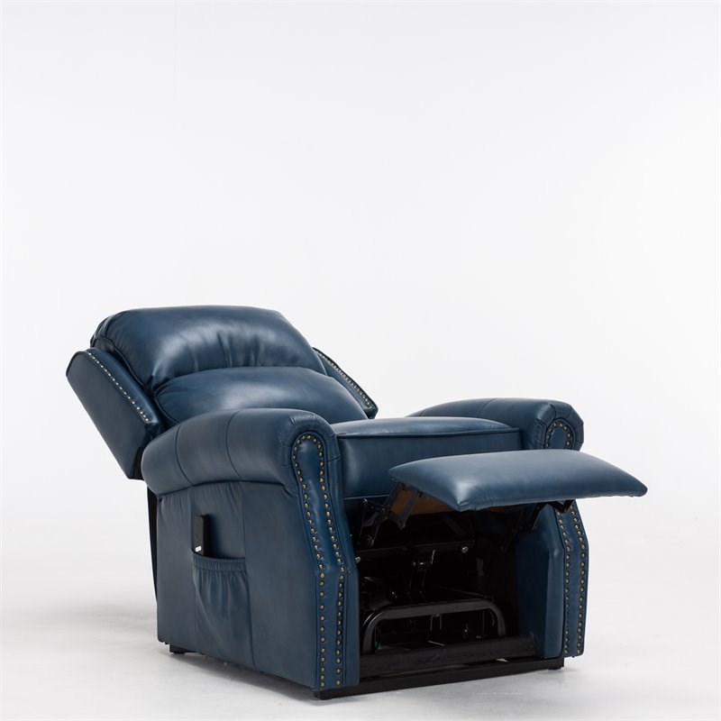 comfort pointe crofton navy blue faux leather lift chair 810710