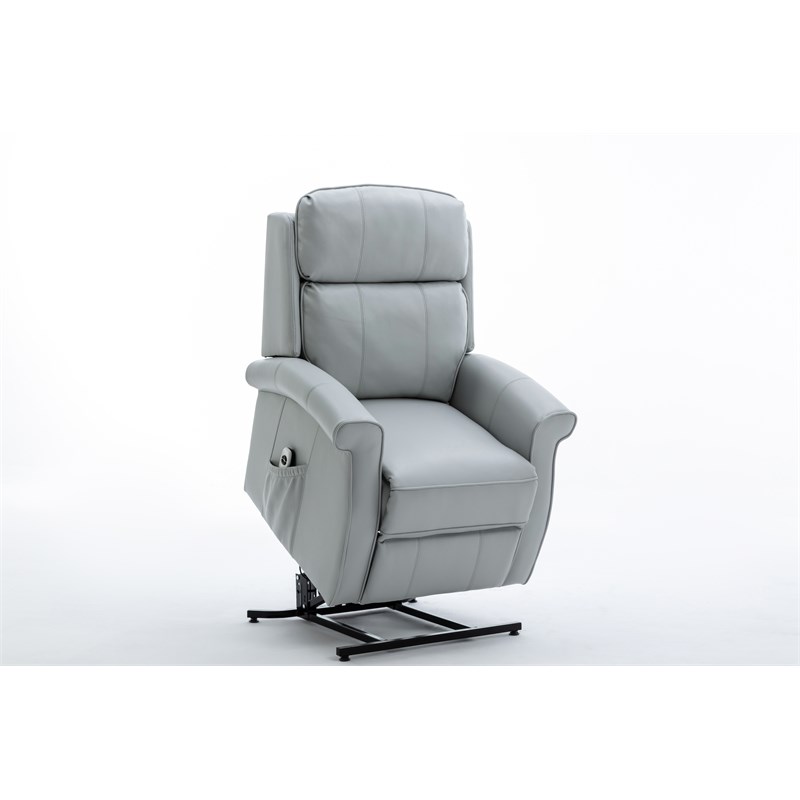 Lehman Dove White Faux Leather Traditional Recliner and Lift Chair
