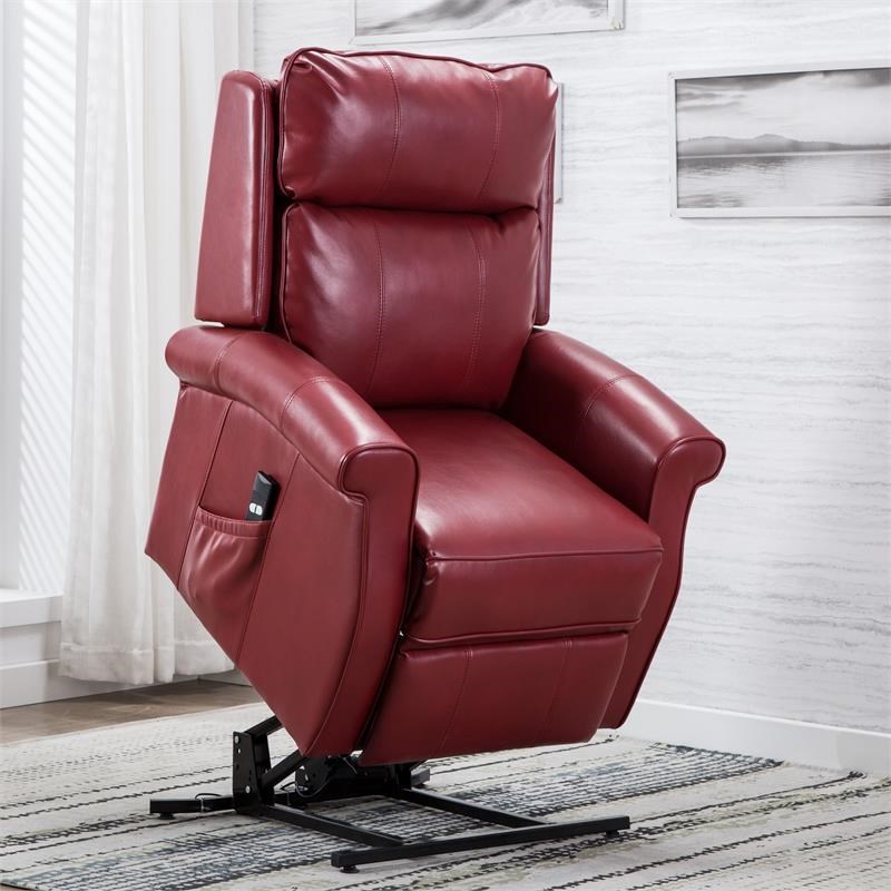 Comfort Pointe Lehman Red Faux Leather Traditional Lift Chair