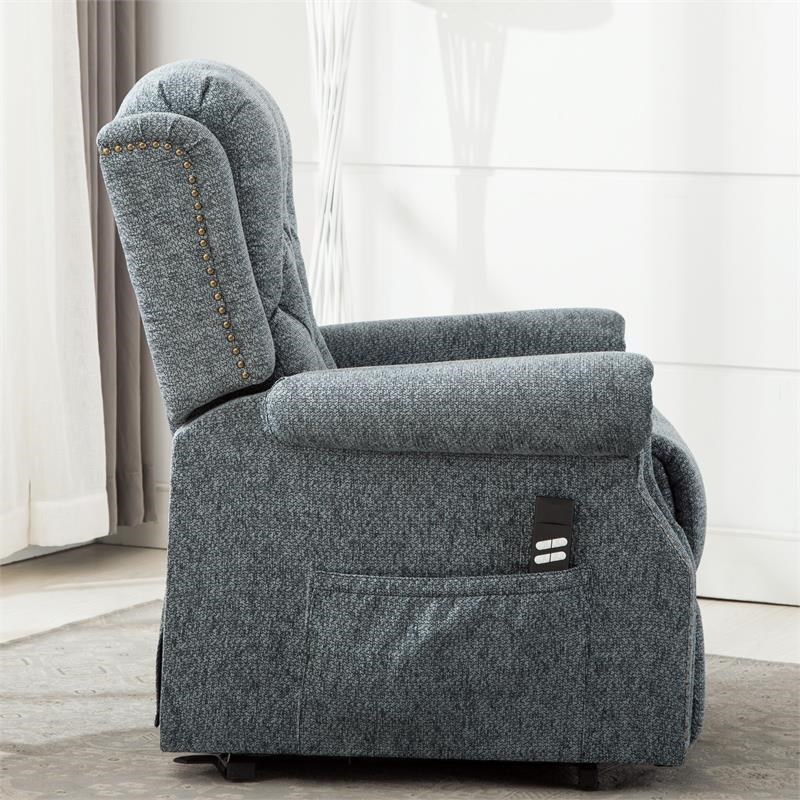 madison steel blue fabric recliner and lift chair 802810