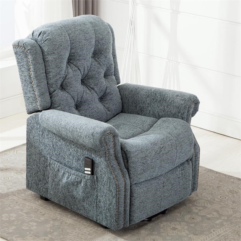 madison steel blue fabric recliner and lift chair 802810