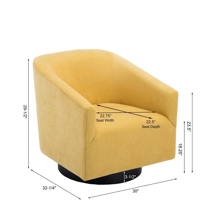 Geneva Goldenrod Yellow Fabric Wood Base Swivel Chair