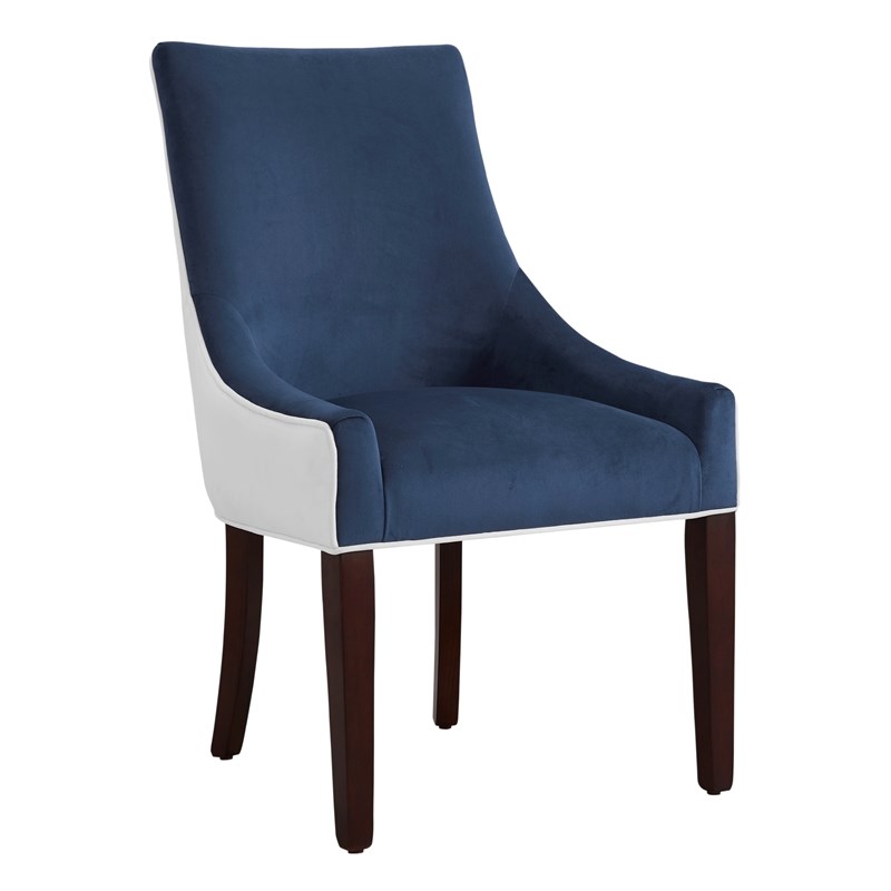 Jolie Upholstered Navy Blue and White Fabric Dining Chair Homesquare
