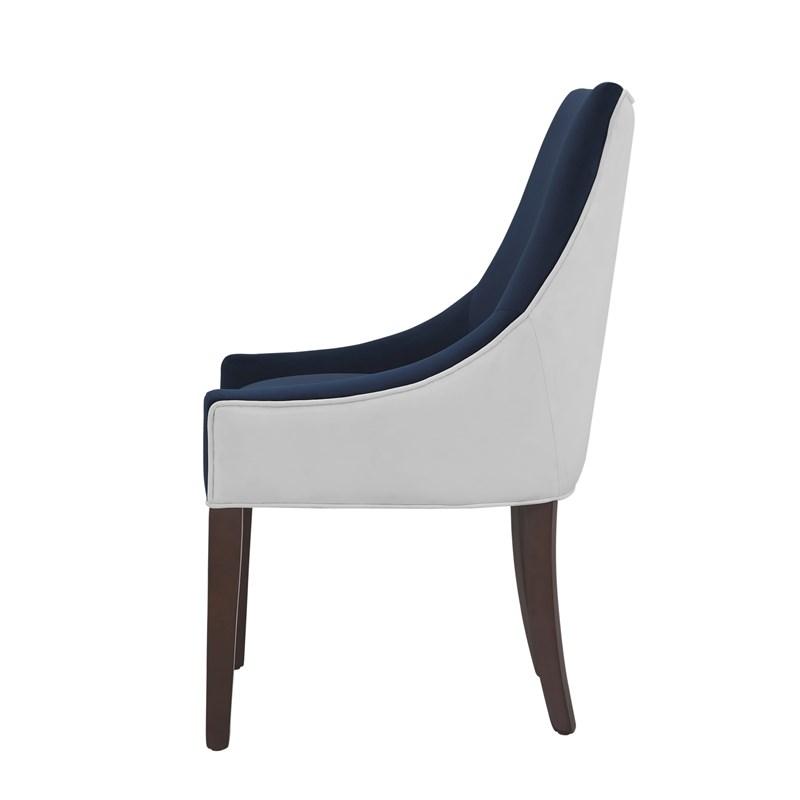 Jolie Upholstered Navy Blue and White Fabric Dining Chair Homesquare