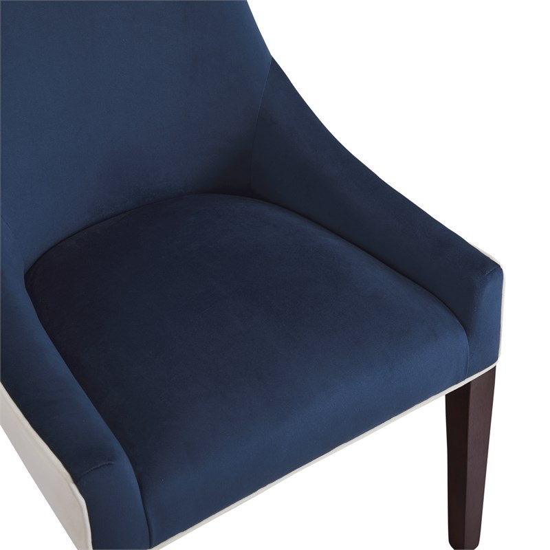 Jolie Upholstered Navy Blue and White Fabric Dining Chair Homesquare