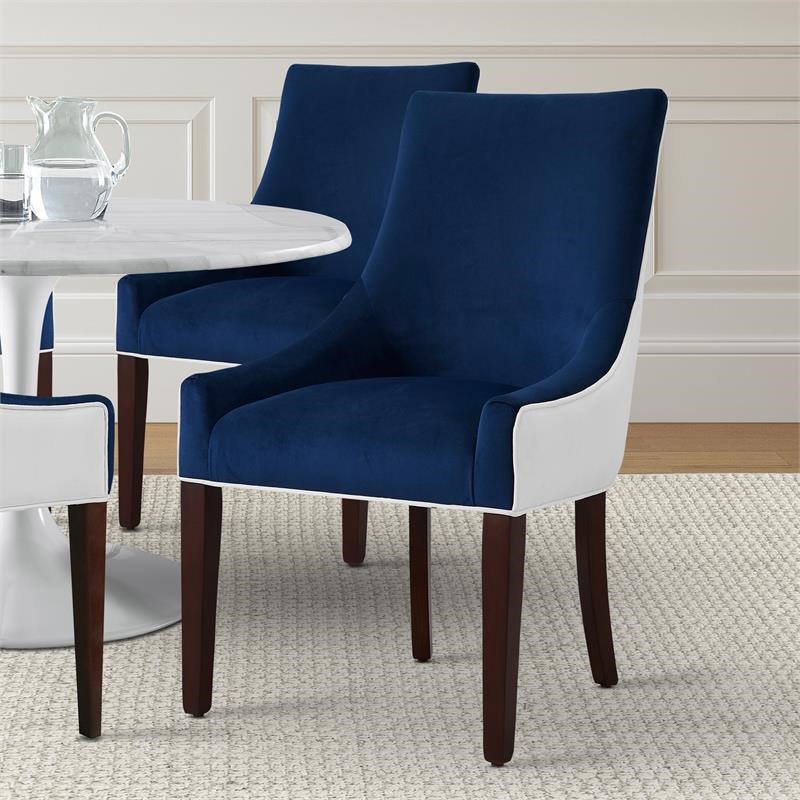 jolie upholstered navy blue and white fabric dining chair 803310