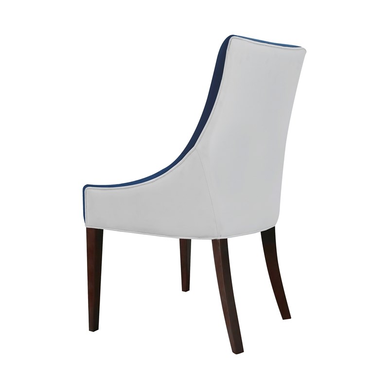 Jolie Upholstered Navy Blue and White Fabric Dining Chair Homesquare