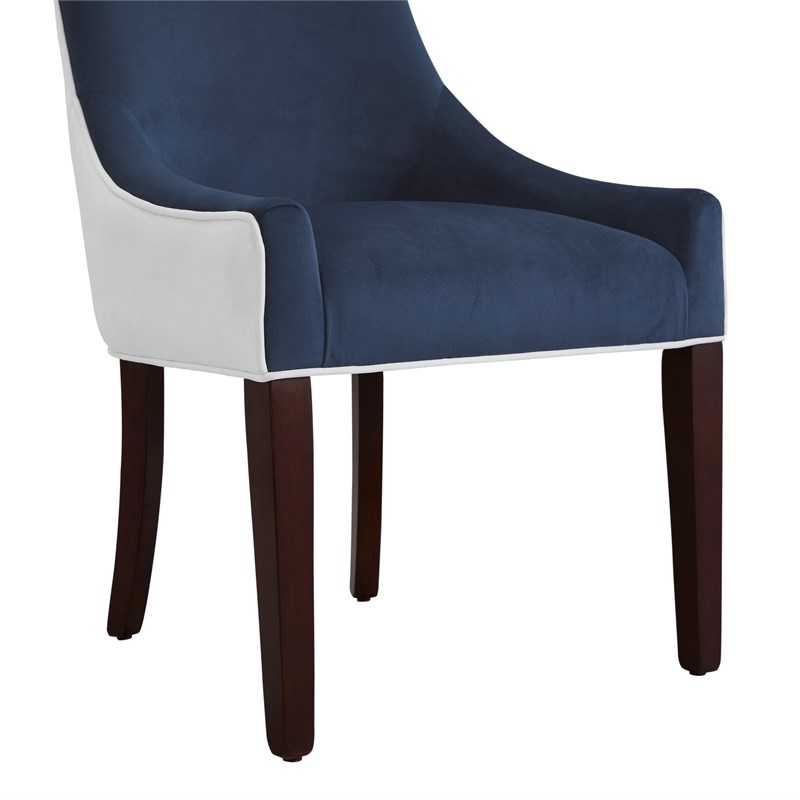 Jolie Upholstered Navy Blue and White Fabric Dining Chair Homesquare