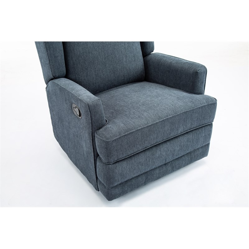 Comfort Pointe Serelda Blue Chenille Wingback Swivel Glider Recliner