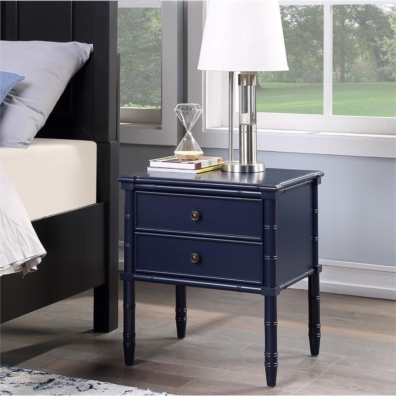 Ellison Midnight Blue 2Drawer Wood Nightstand Homesquare
