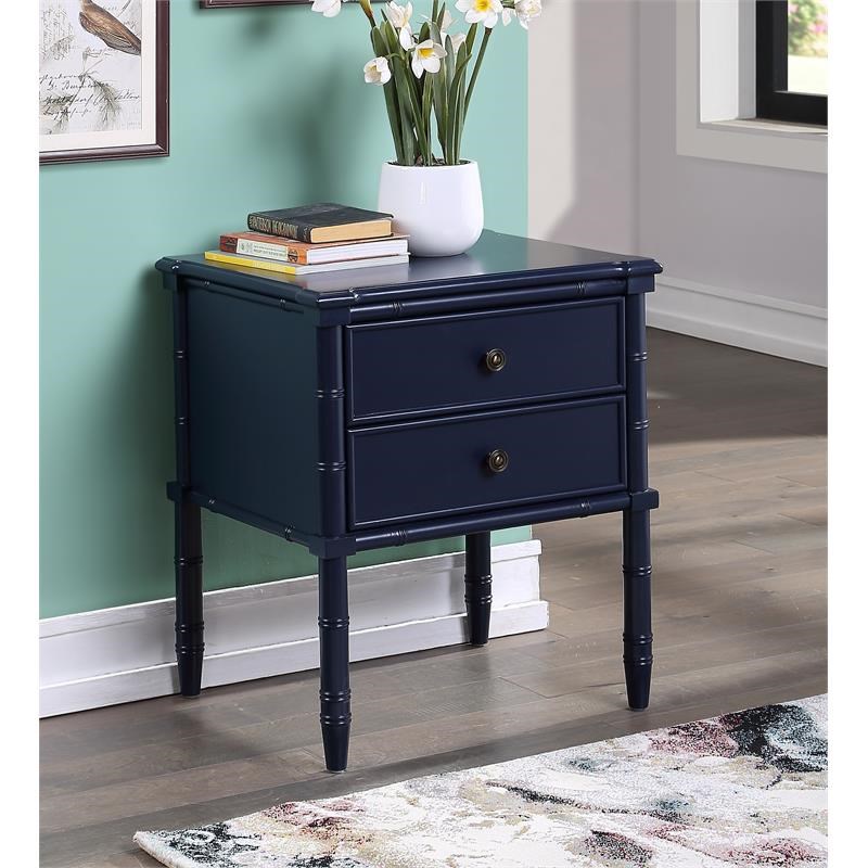 Ellison Midnight Blue 2Drawer Wood Nightstand Homesquare
