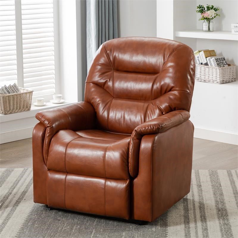 Palmer Caramel Brown Faux Leather Recliner Lift Chair Homesquare