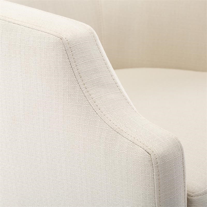Infinity White Linen Fabric Modern Swivel and Rocker Barrel Chair