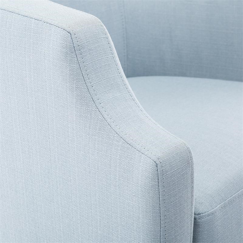 Infinity Sky Blue Fabric Modern Fabric Swivel and Rocker Barrel Chair in Blue