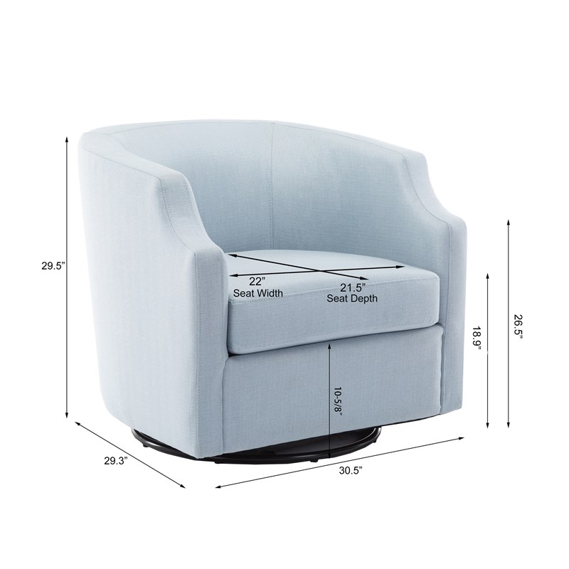 Infinity Sky Blue Fabric Modern Swivel and Rocker Barrel Chair Homesquare