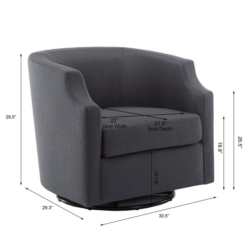 Infinity Ashen Gray Fabric Modern Swivel and Rocker Barrel Chair