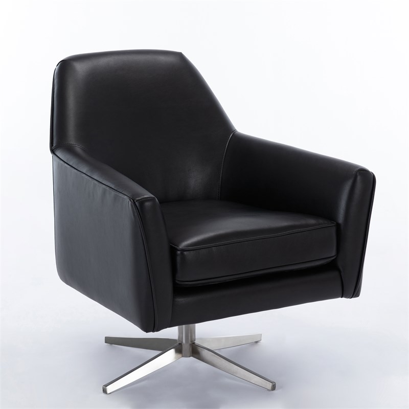 Phoenix Black Faux Leather Swivel Armchair Homesquare