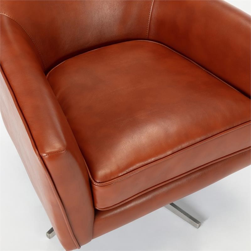 Phoenix Caramel Brown Faux Leather Swivel Armchair Homesquare