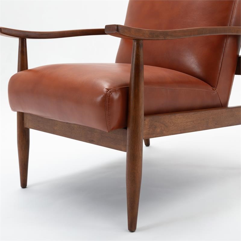 Austin Caramel Faux Leather Wooden Base Accent Chair Homesquare