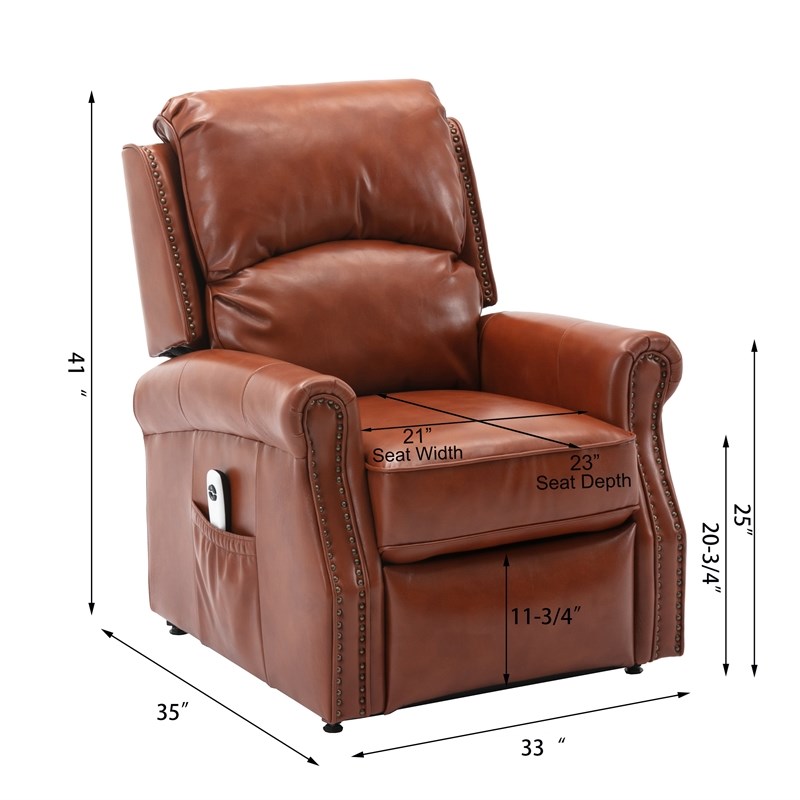 Comfort Pointe Crofton Caramel Faux Leather Lift Chair
