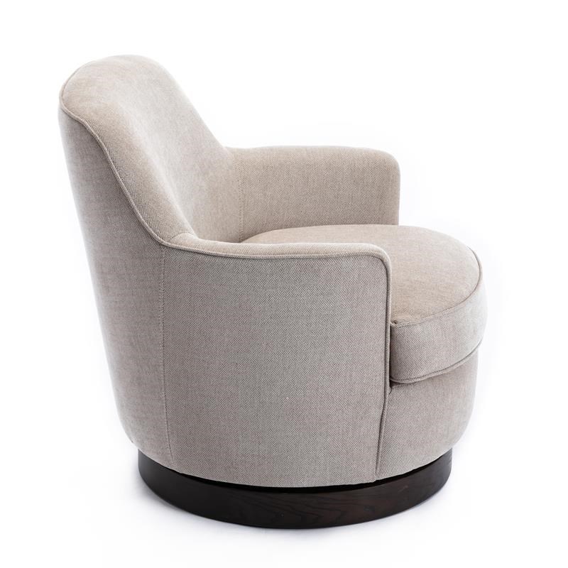 Comfort Pointe Reese Oatmeal Beige Wood Base Swivel Chair Homesquare