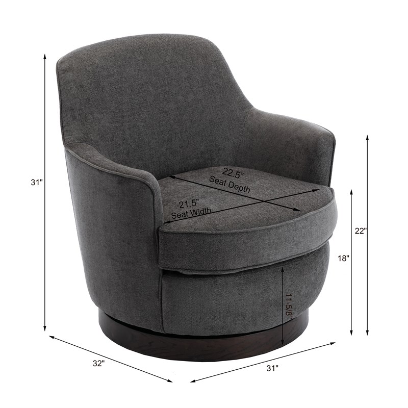 Comfort Pointe Reese Charcoal Wood Base Swivel Chair